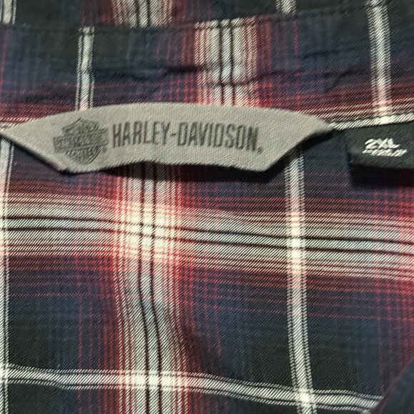 Harley Davidson Short Sleeve Button Shirt Mens 2XLarge Motorcycle Plaid - Picture 5 of 5